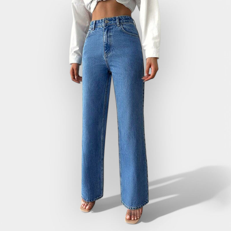 Jeans de Cintura Alta com Caimento Largo Confortável