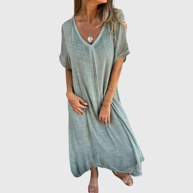 Fiona™ – Vestido Elegante e Leve com Decote em V