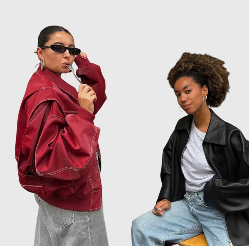 Faye™ - Jaqueta de Couro Oversized