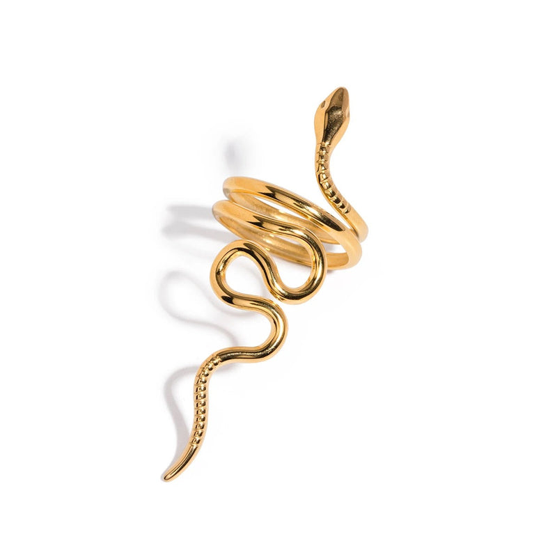 Anel Ajustável de Serpente Dourada