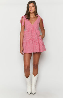 Vestido Mini Xadrez Vermelho Angel Girl