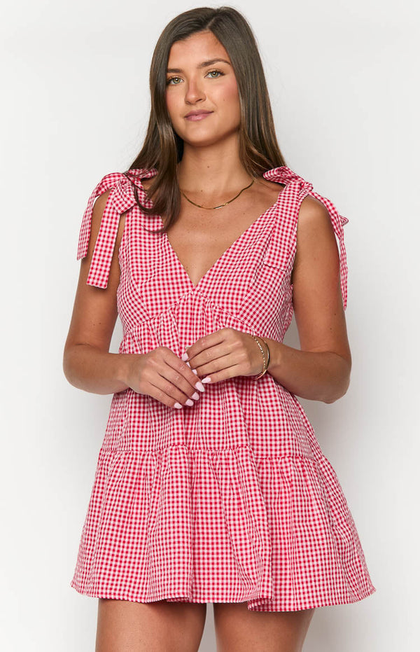 Vestido Mini Xadrez Vermelho Angel Girl