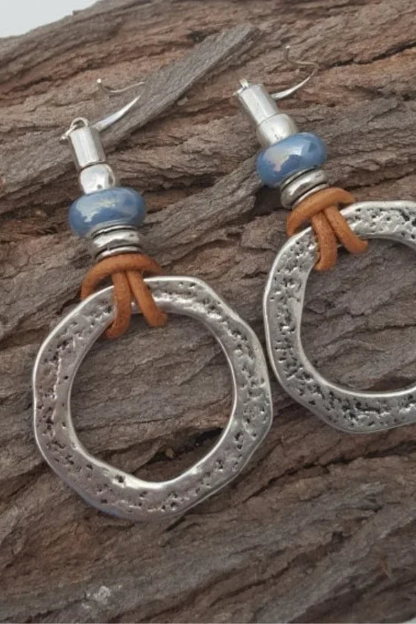 Brincos Antigos Boho Círculo de Prata | Ouro Branco