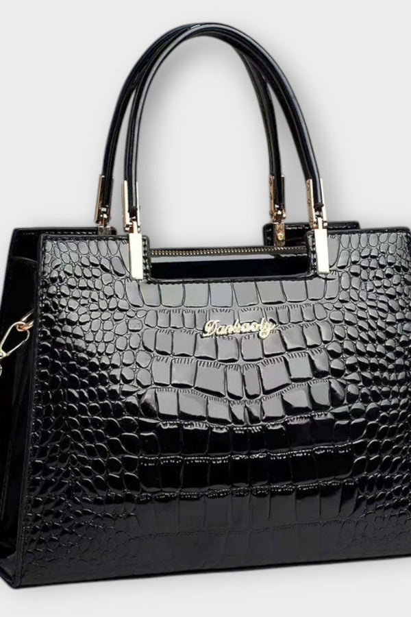 Bolsa Croco Brilhante Feita à Mão