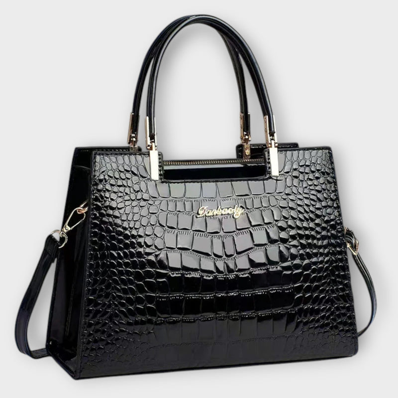 Bolsa Croco Brilhante Feita à Mão