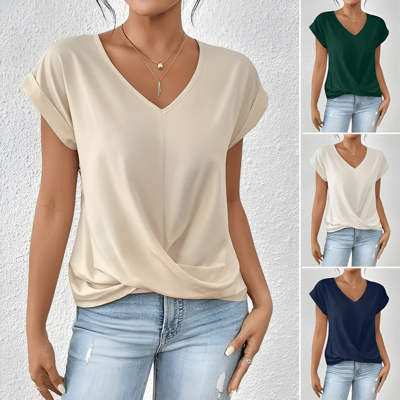 Maia | Blusa com Decote V Torcido na Frente