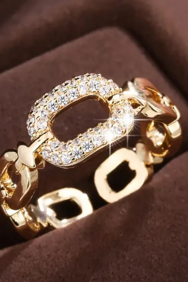ANEL DOURADO BRILHANTE CORRENTE