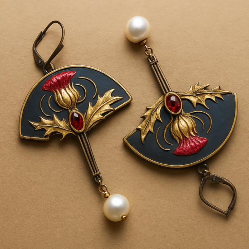 BRINCOS BOHO COM PÉROLAS E CRISTAL VERMELHO