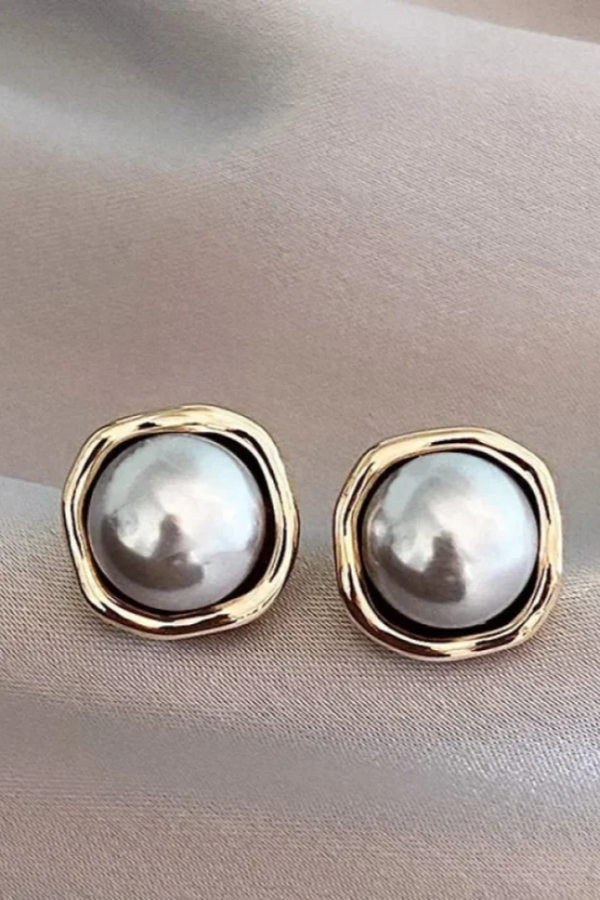 Brincos Elegantes de Pérola Negra