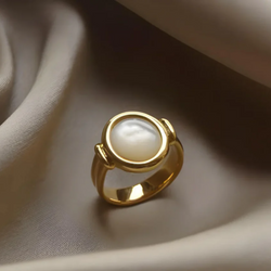 Anel Elegante Todo de Pérolas