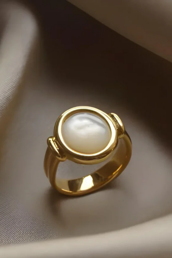 Anel Elegante Todo de Pérolas