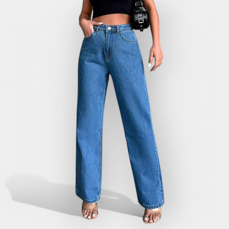 Jeans de Cintura Alta com Caimento Largo Confortável