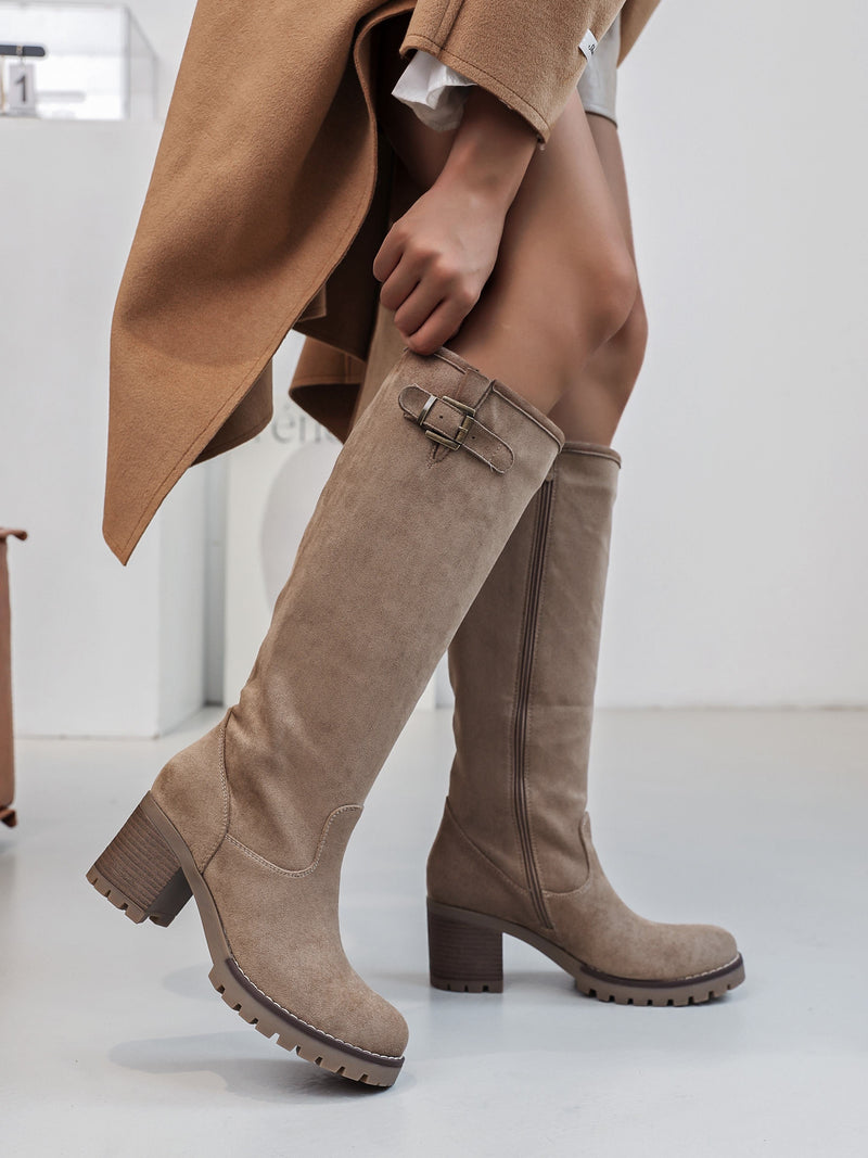Vidette | Botas Taupe com Fivela Alta