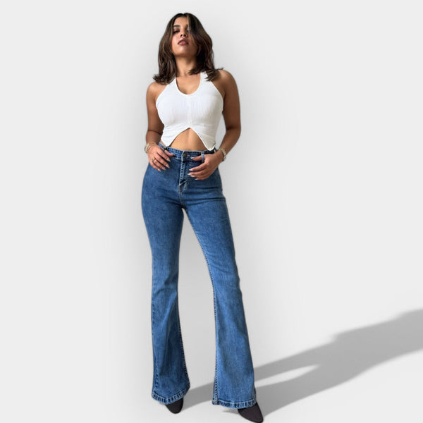 Jeans flare de cintura alta
