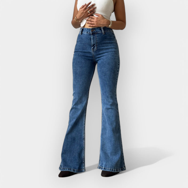 Jeans flare de cintura alta