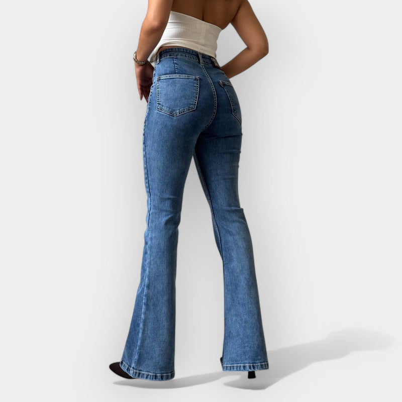 Jeans flare de cintura alta