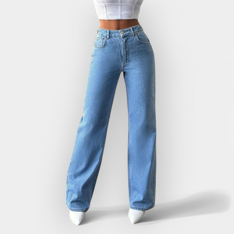 Jeans de Cintura Alta com Caimento Largo Confortável