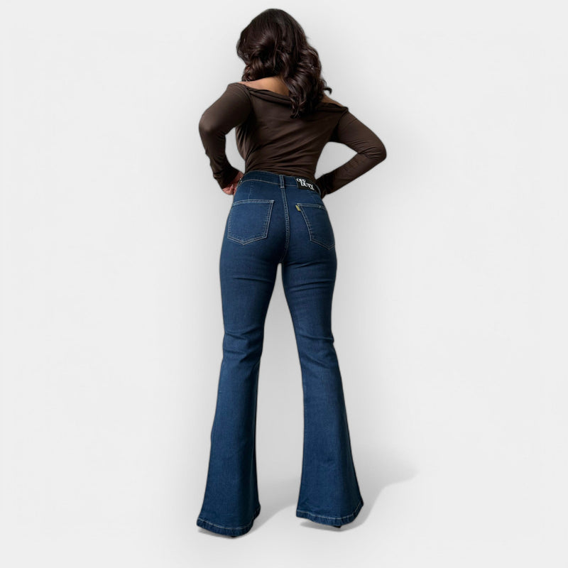 Jeans flare de cintura alta