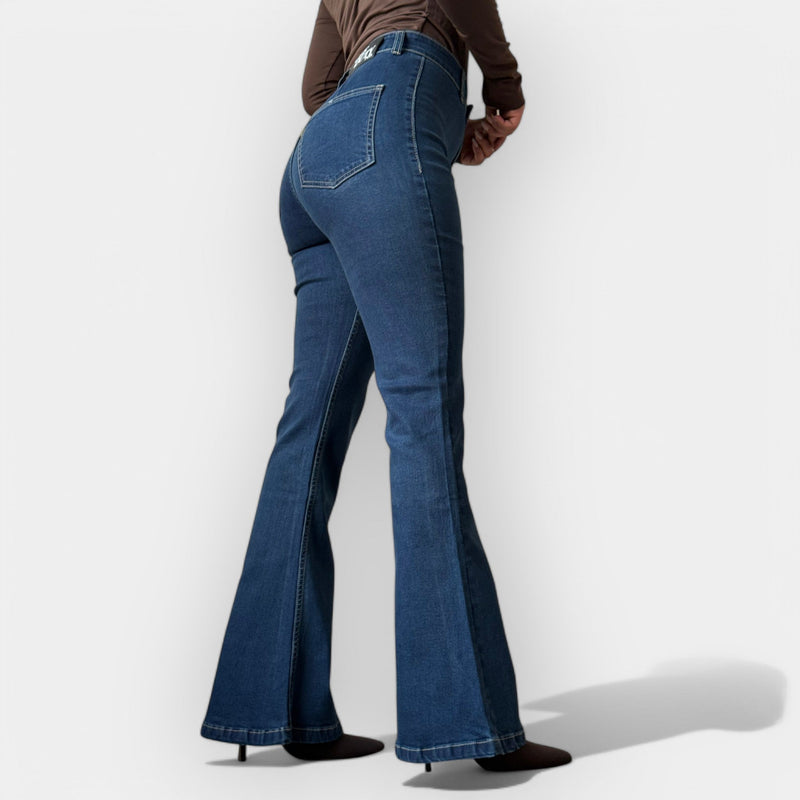 Jeans flare de cintura alta