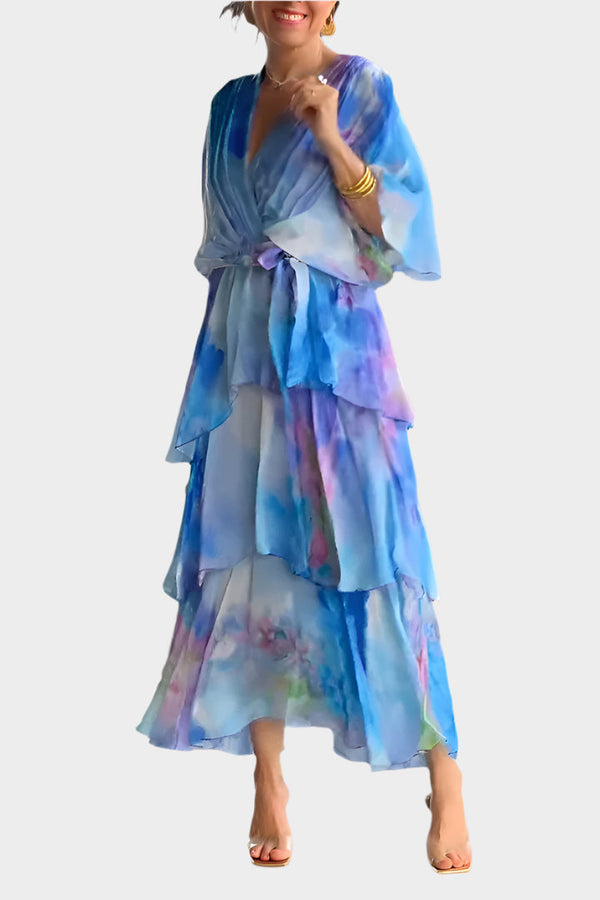 Vestido com decote profundo em V