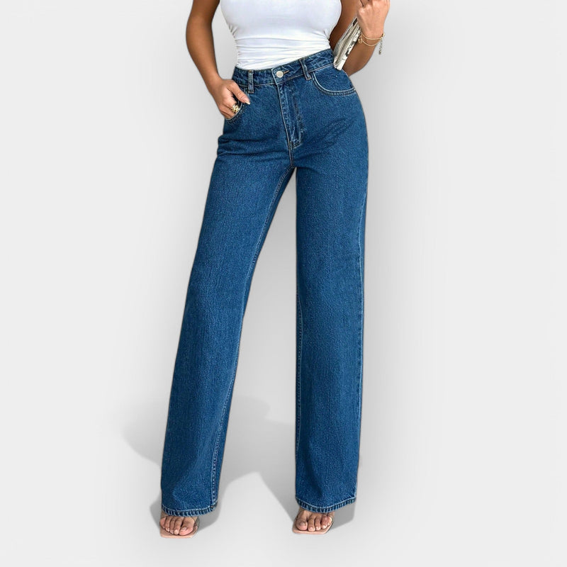 Jeans de Cintura Alta com Caimento Largo Confortável