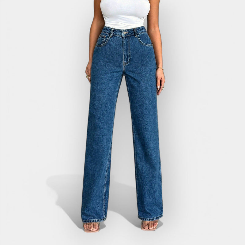 Jeans de Cintura Alta com Caimento Largo Confortável