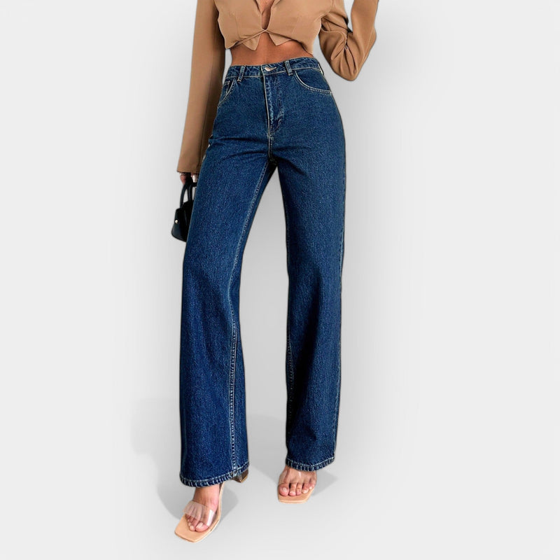 Jeans de Cintura Alta com Caimento Largo Confortável