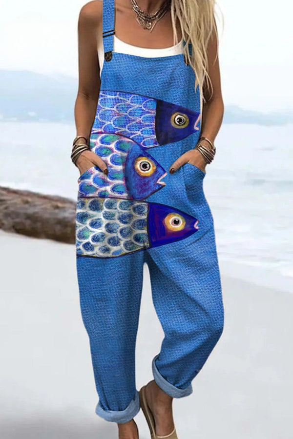 Macacão Feminino - Estampa Floral Vintage, Pernas Largas para Conforto e Estilo