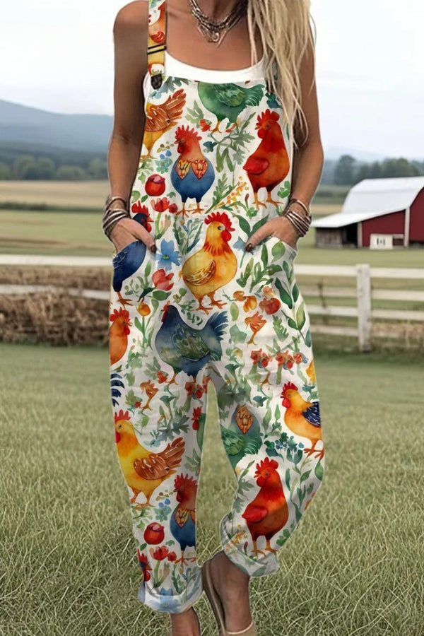 Macacão Feminino - Estampa Floral Vintage, Pernas Largas para Conforto e Estilo