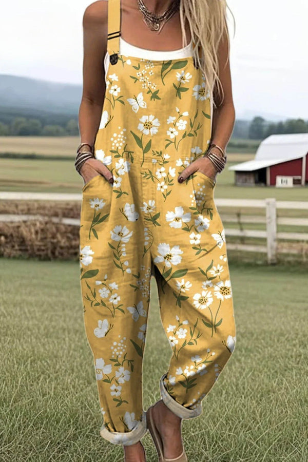 Macacão Feminino - Estampa Floral Vintage, Pantalona para Conforto e Estilo