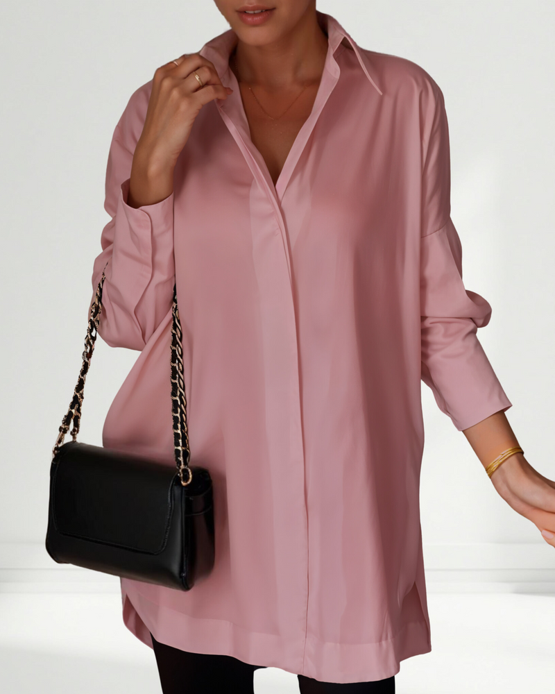 Lucrece | Camisa com Botão e Lapela Oversized