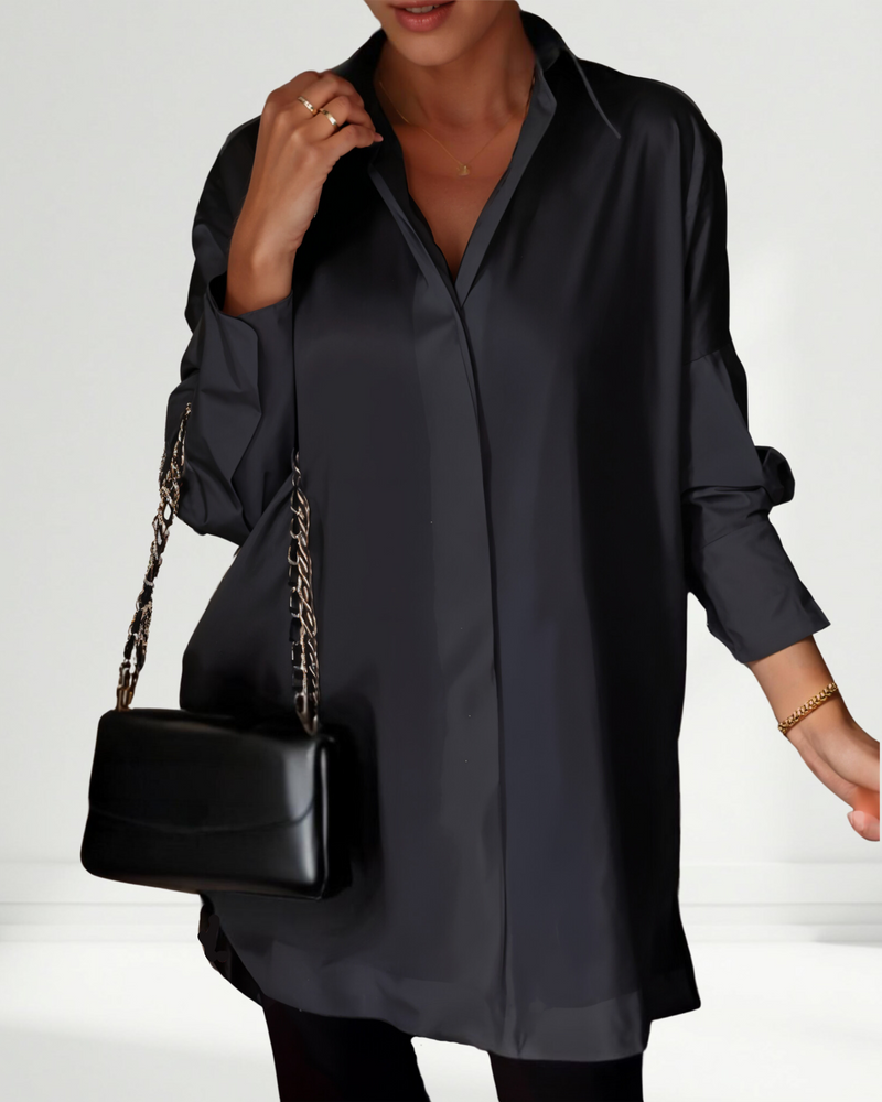 Lucrece | Camisa com Botão e Lapela Oversized