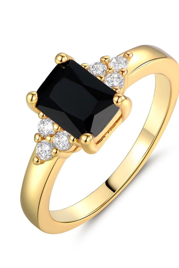 Anel baguete de espinélio preto | ouro