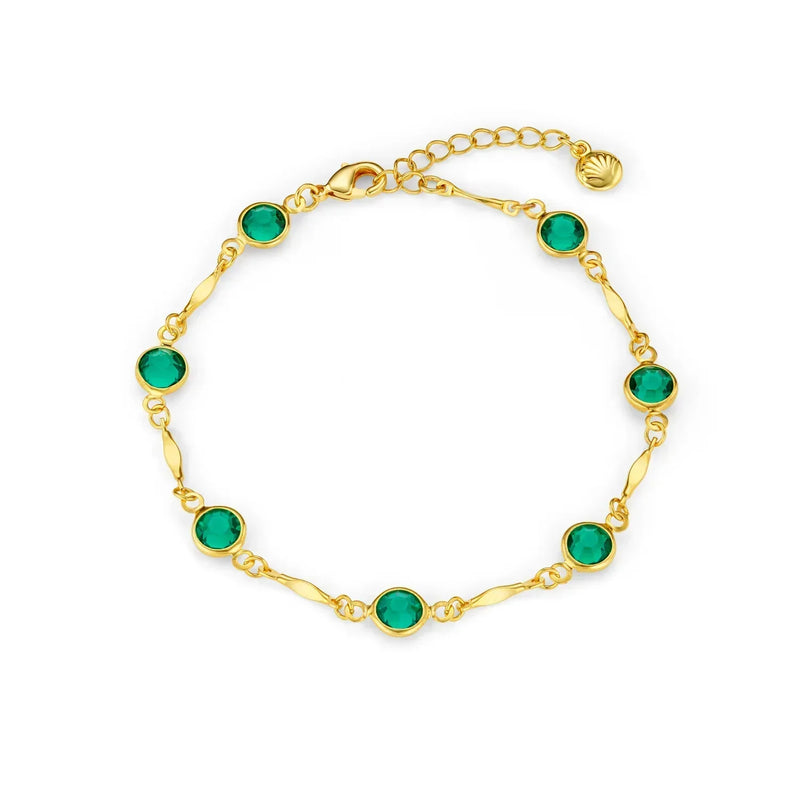 Pulseira de Corrente Link Esmeralda | Ouro
