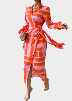 Vestido Estampado com Cintura Ajustável