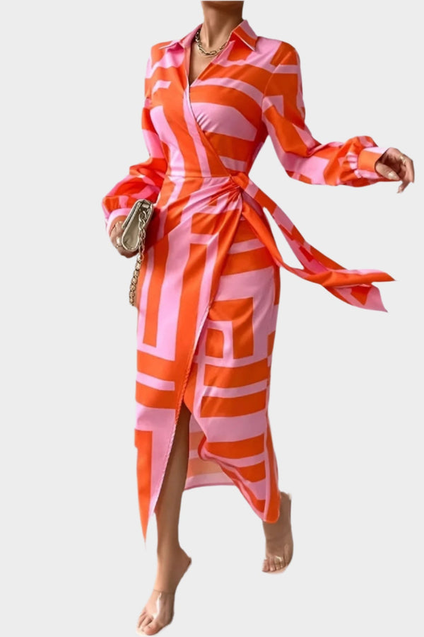 Vestido Estampado com Cintura Ajustável