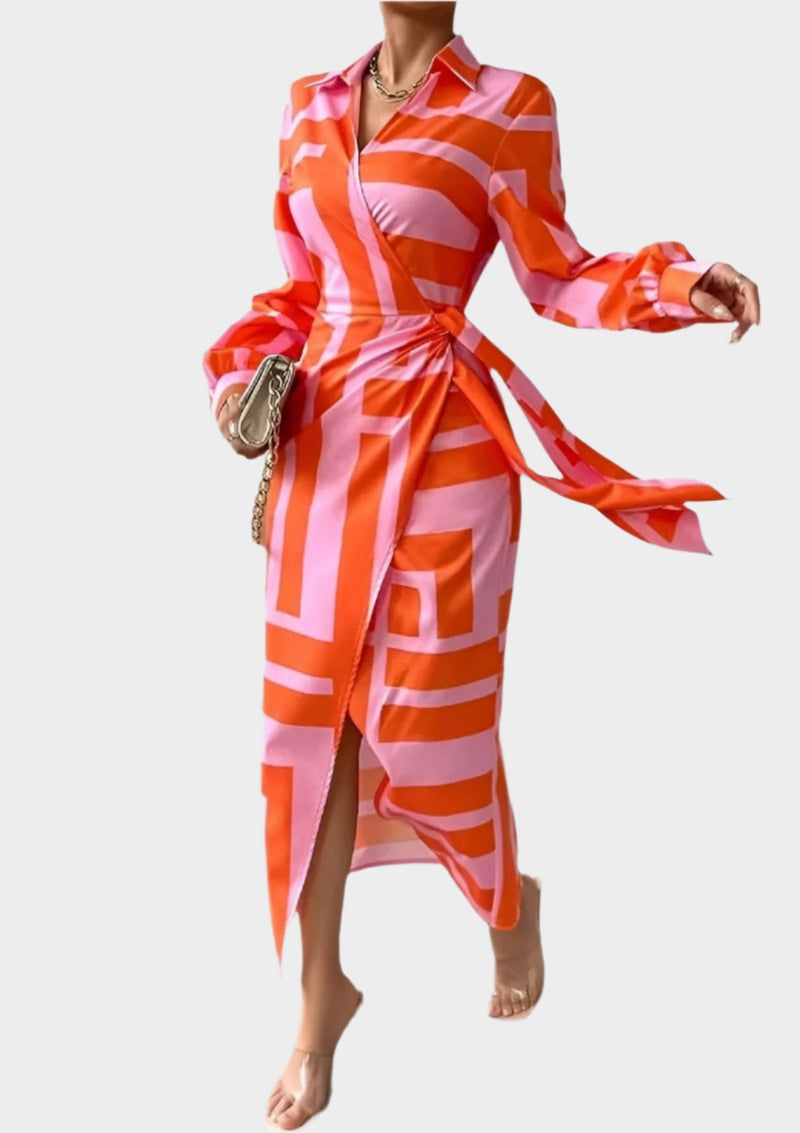 Vestido Estampado com Cintura Ajustável