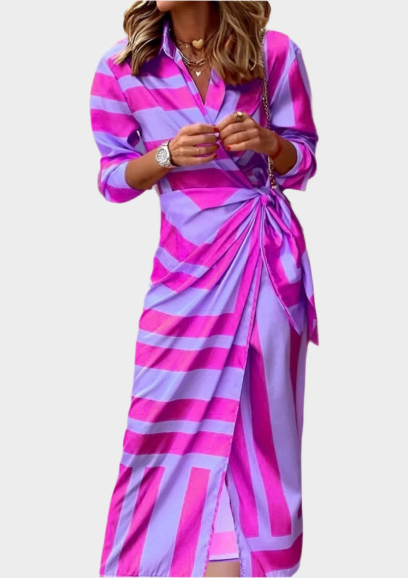 Vestido Estampado com Cintura Ajustável