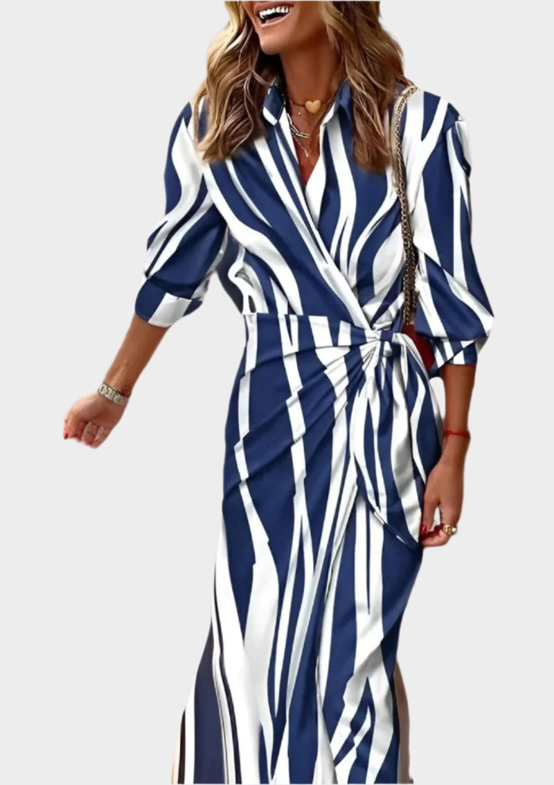 Vestido Estampado com Cintura Ajustável