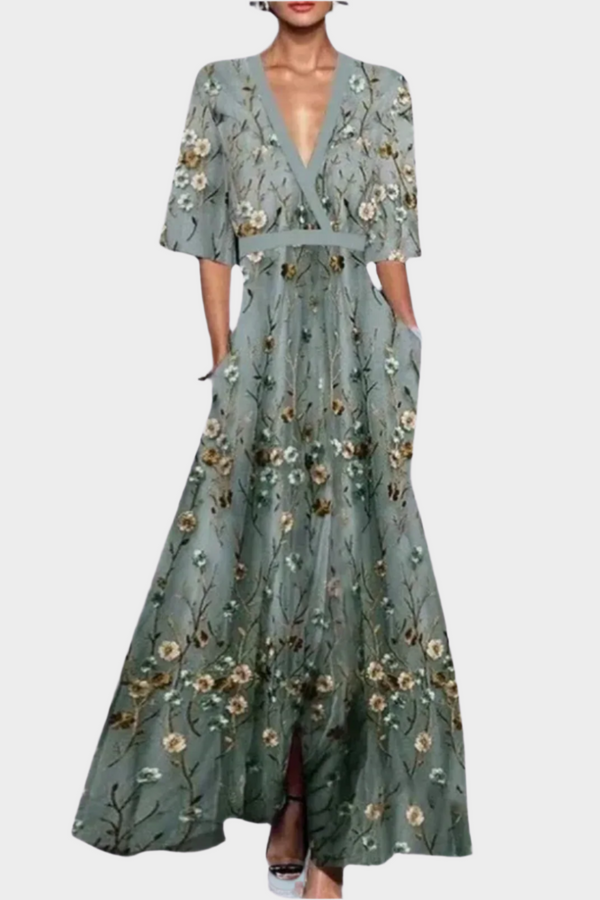 Vestido Floral Elegante com Cinto