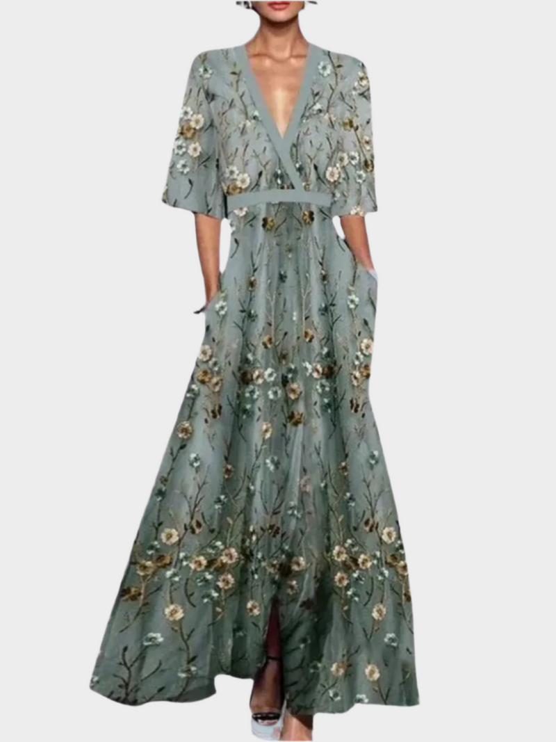 Vestido Floral Elegante com Cinto