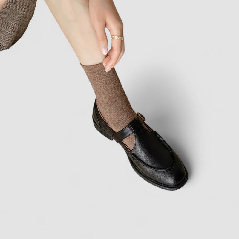 Zhelynne | Sapatos ortopédicos Mary Jane de bico quadrado