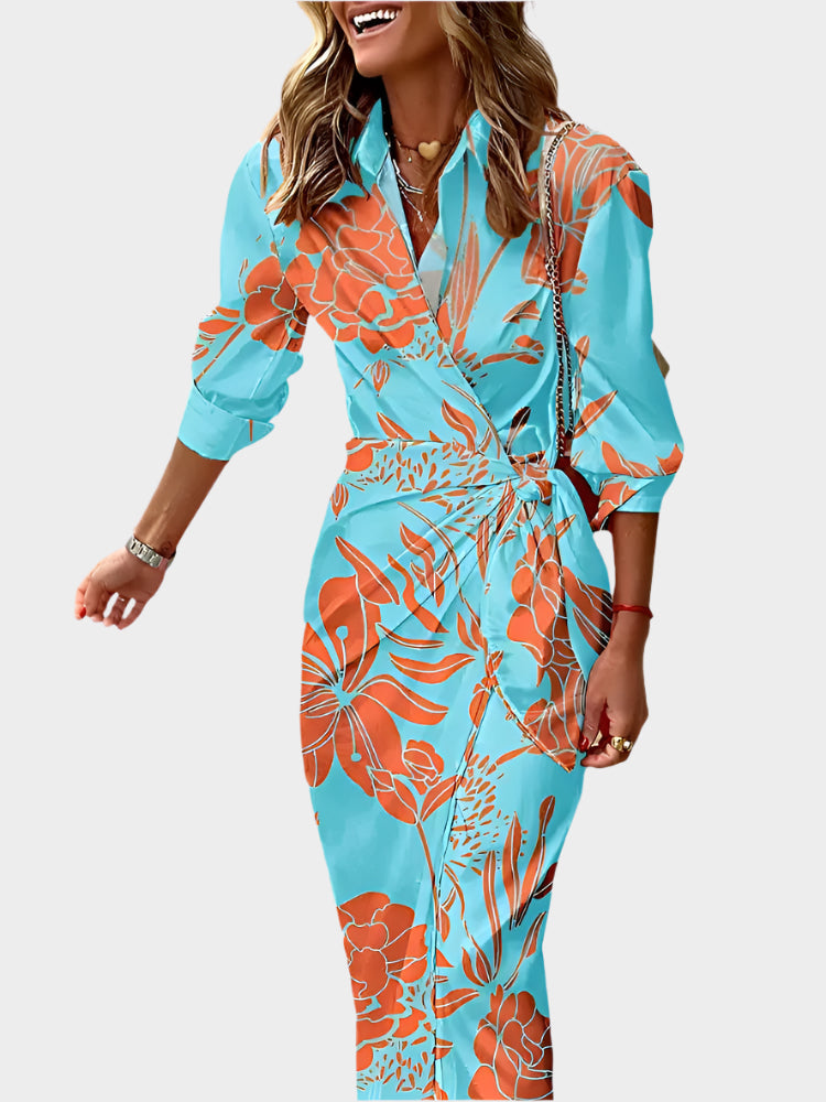 Vestido Midi com Estampa Listrada