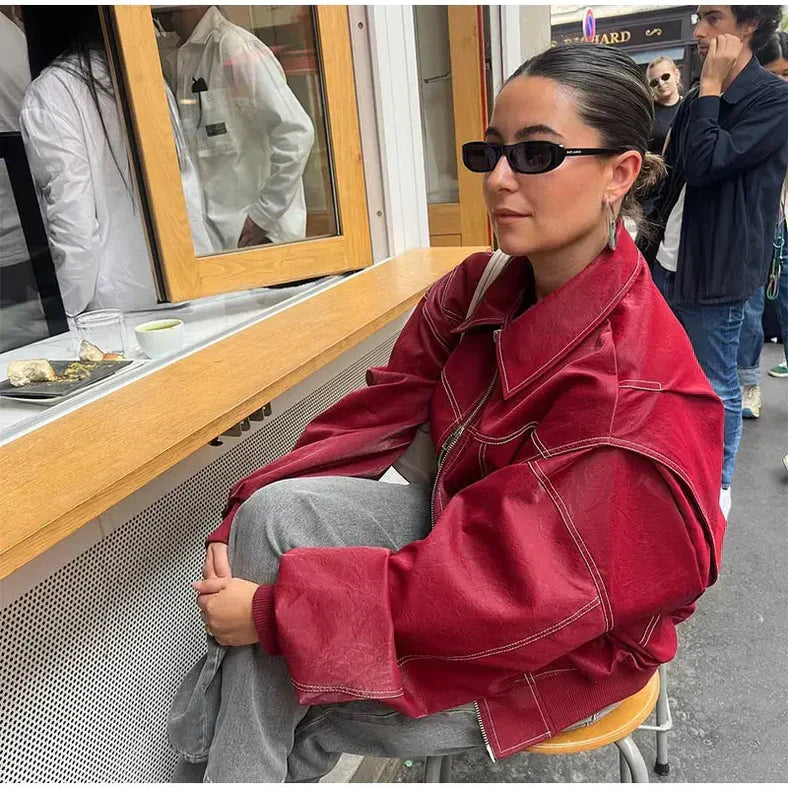 Faye™ - Jaqueta de Couro Oversized