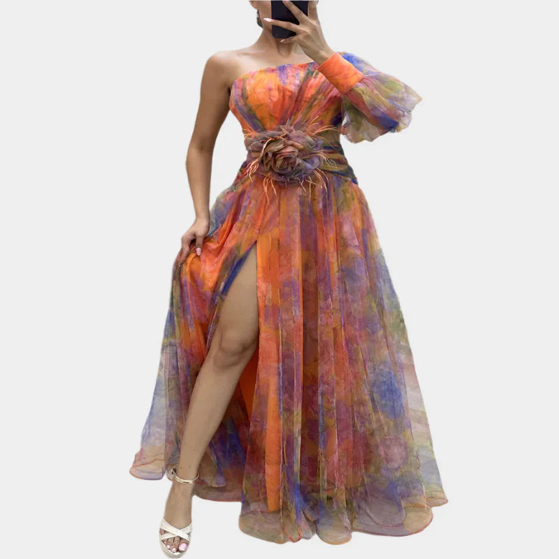 Vestido Mini Sexy com Estampa Irregular e Design Decotado nas Costas