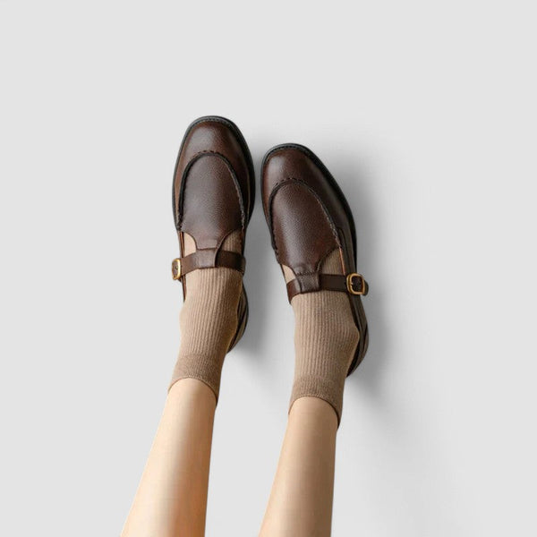 Zhelynne | Sapatos ortopédicos Mary Jane de bico quadrado