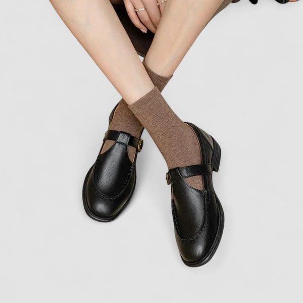 Zhelynne | Sapatos ortopédicos Mary Jane de bico quadrado