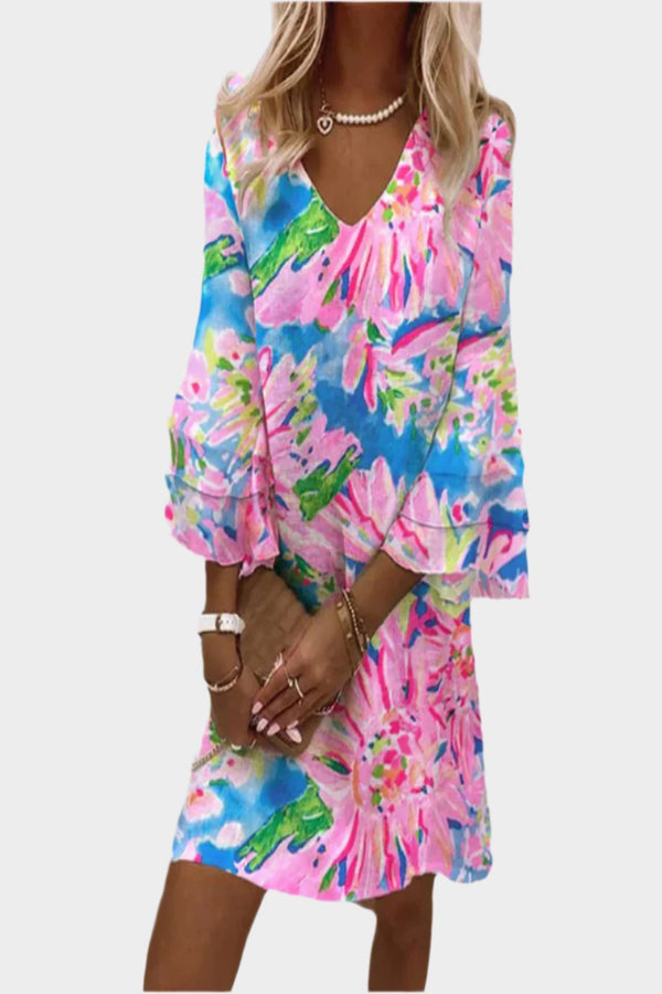 Vestido Midi Retrô com Mangas Confortáveis