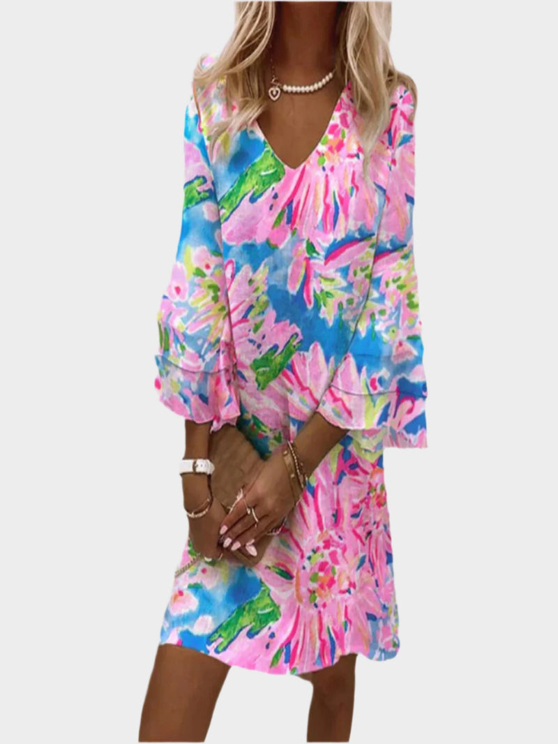 Vestido Midi Retrô com Mangas Confortáveis