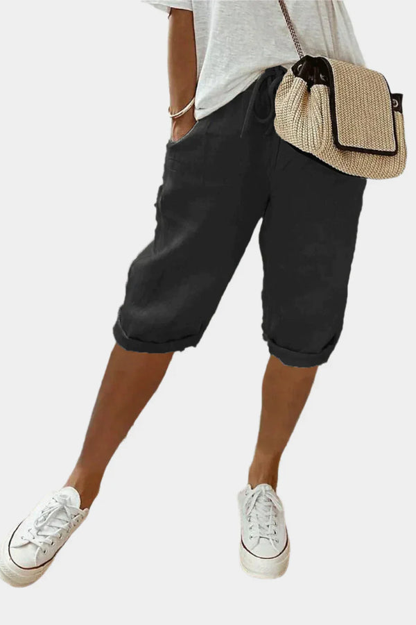 Calças Elegantes de Linho Femininas